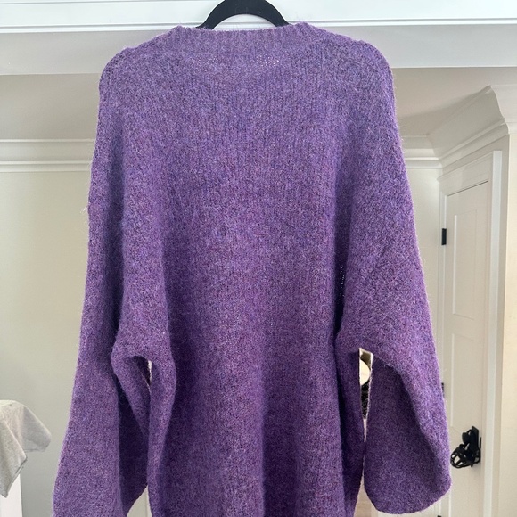 NWT - KATE HEWKO Heathered Purple Knit Balloon Sleeve Sweater - OS - Picture 14 of 16